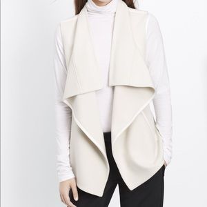 Vince Leather Collar Drape Vest Cream Size Large